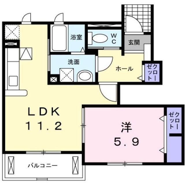 ドゥメゾンC 102｜茨城県土浦市藤沢(賃貸アパート1LDK・1階・43.66㎡)の写真 その2